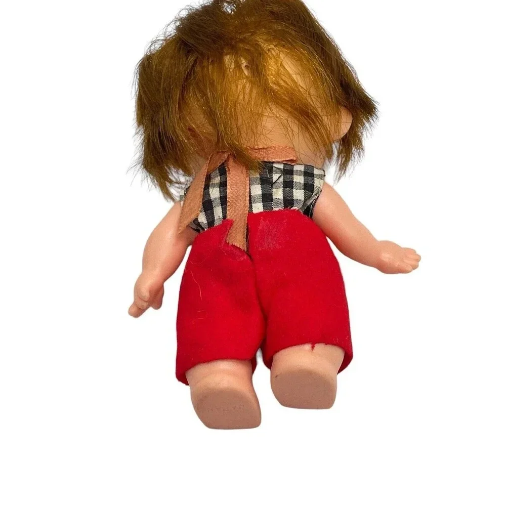 Vintage Forsum 6'' Big Eyes Redhead Freckles Rubber Doll Japan 1960s Boy Red Tag